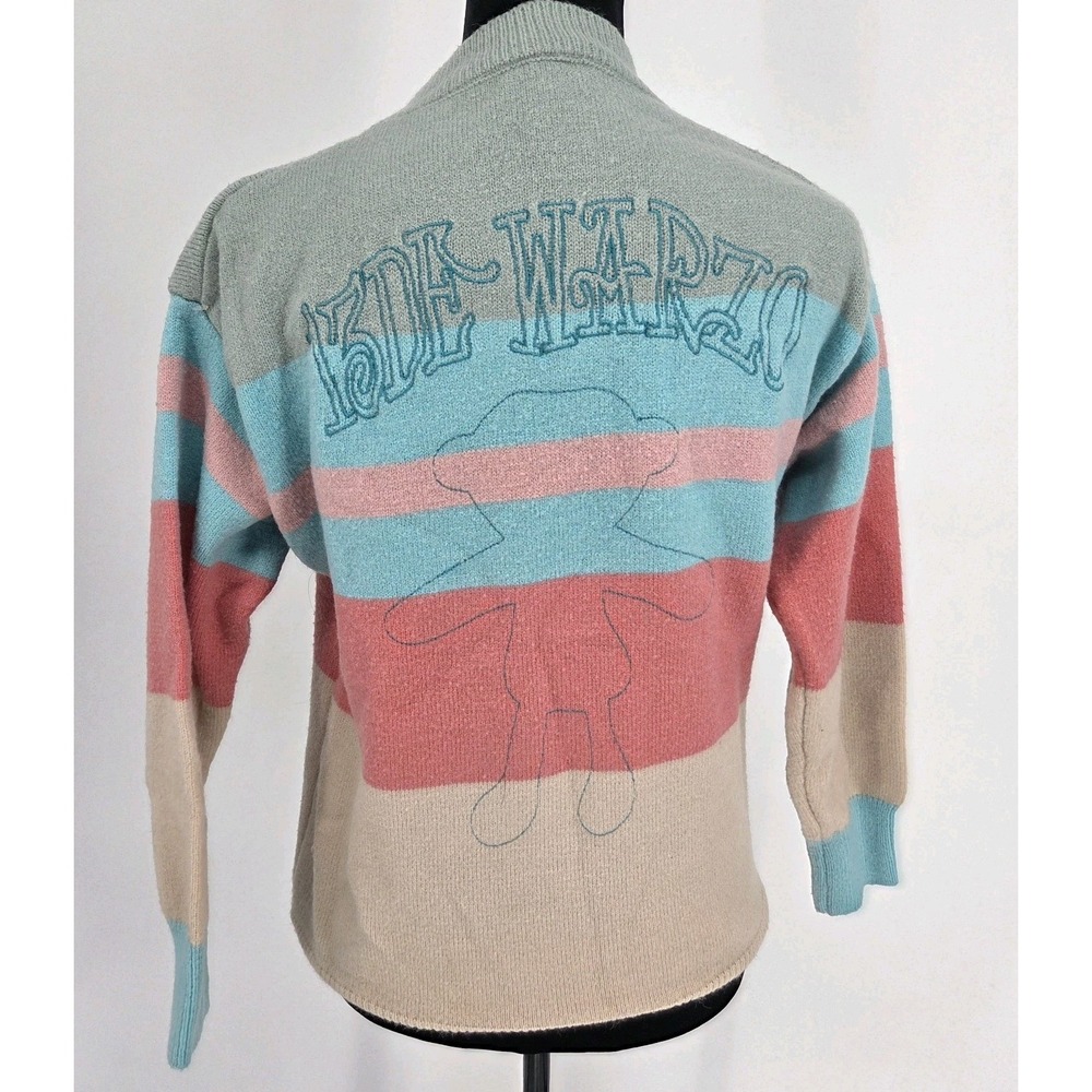 13DE MARZO Mohair Stripe Teddy Bear Sweater Womens Medium Multicolor Pullover